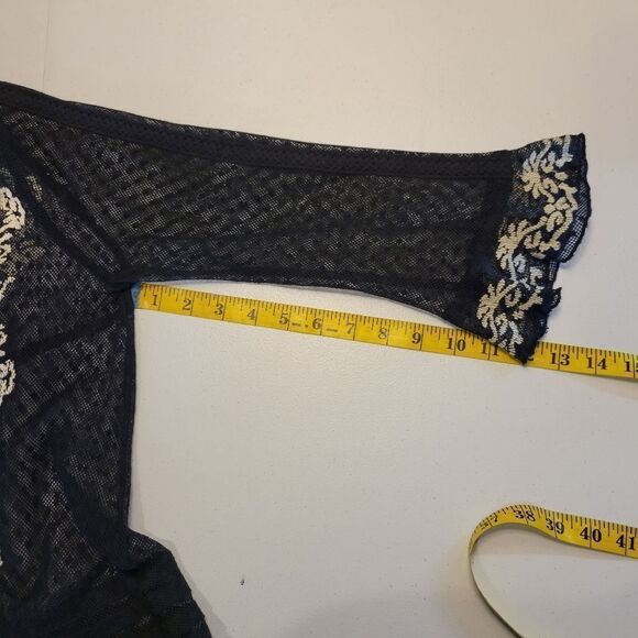 Free People Jocelyn Victorian Style Lace Tunic Top Gothic Swiss Dot Sheer Mesh - Picture 14 of 14